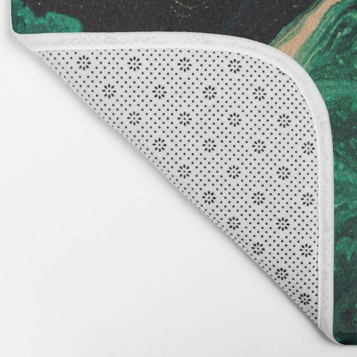 Abstract Pour Painting Liquid Marble Abstract Dark Green Painting Gold Accent Agate Stone Layers Bath Mat Gallery Image 2