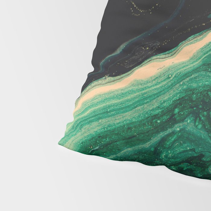 Abstract Pour Painting Liquid Marble Abstract Dark Green Painting Gold Accent Agate Stone Layers Pillow Sham Gallery Image 4