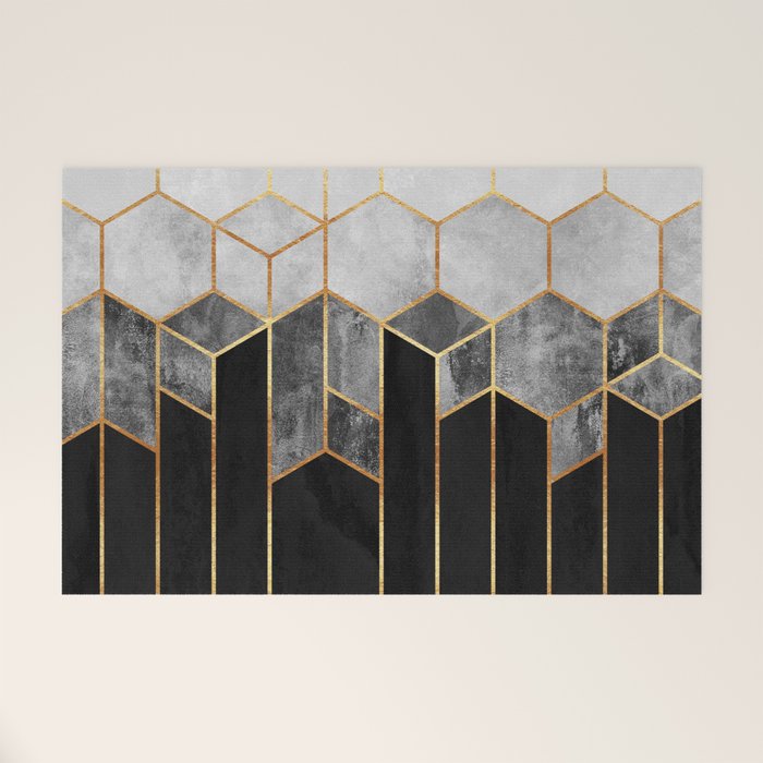 Charcoal Hexagons Welcome Mat Gallery Image 1
