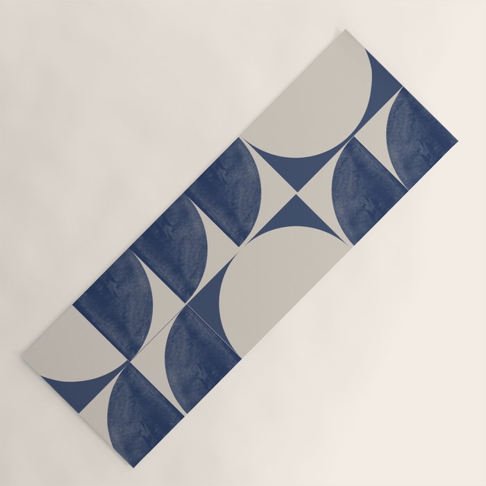 Mid Century Modern Geometric Blue Yoga Mat Gallery Image 1