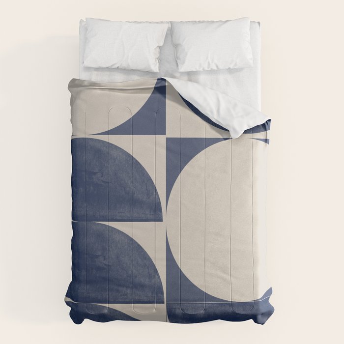 Mid Century Modern Geometric Blue Comforter Gallery Image 1
