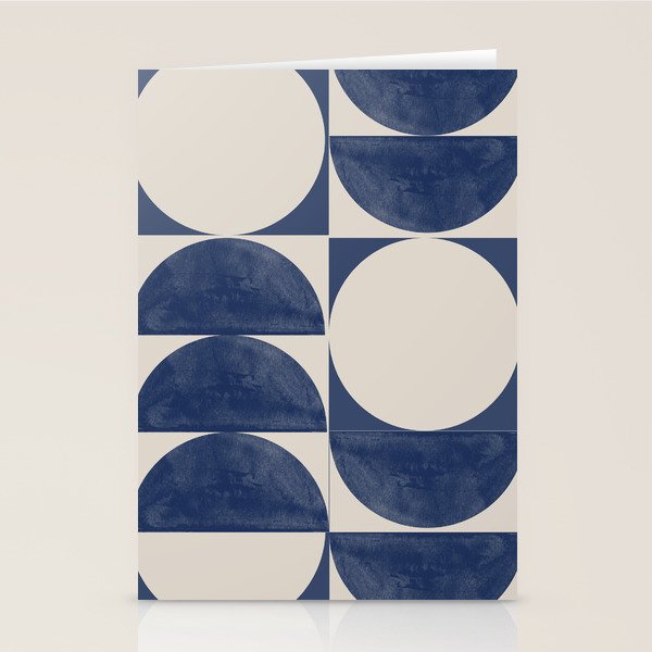 Mid Century Modern Geometric Blue Stationery Card Gallery Image 1