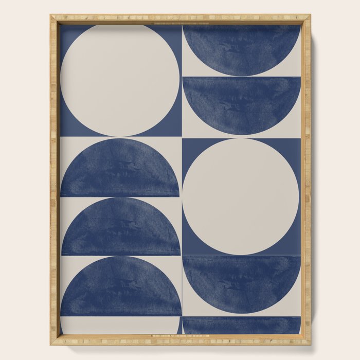 Mid Century Modern Geometric Blue Serving Tray Gallery Image 1