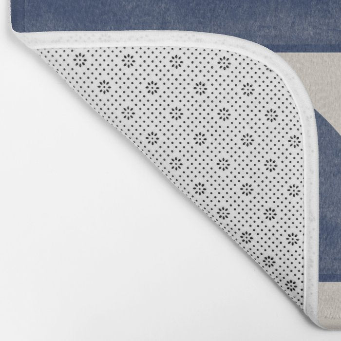 Mid Century Modern Geometric Blue Bath Mat Gallery Image 2