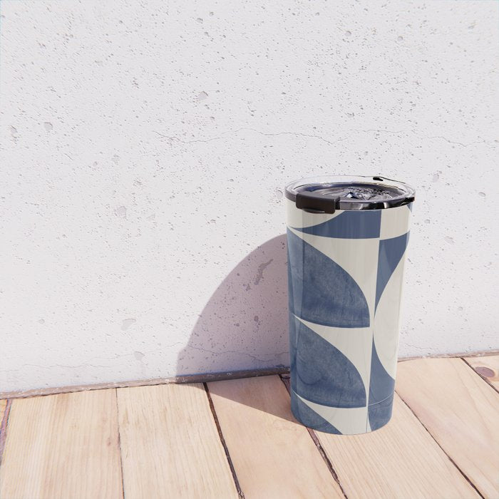 Mid Century Modern Geometric Blue Travel Mug Gallery Image 4