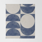 Mid Century Modern Geometric Blue Throw Blanket Gallery Image 2