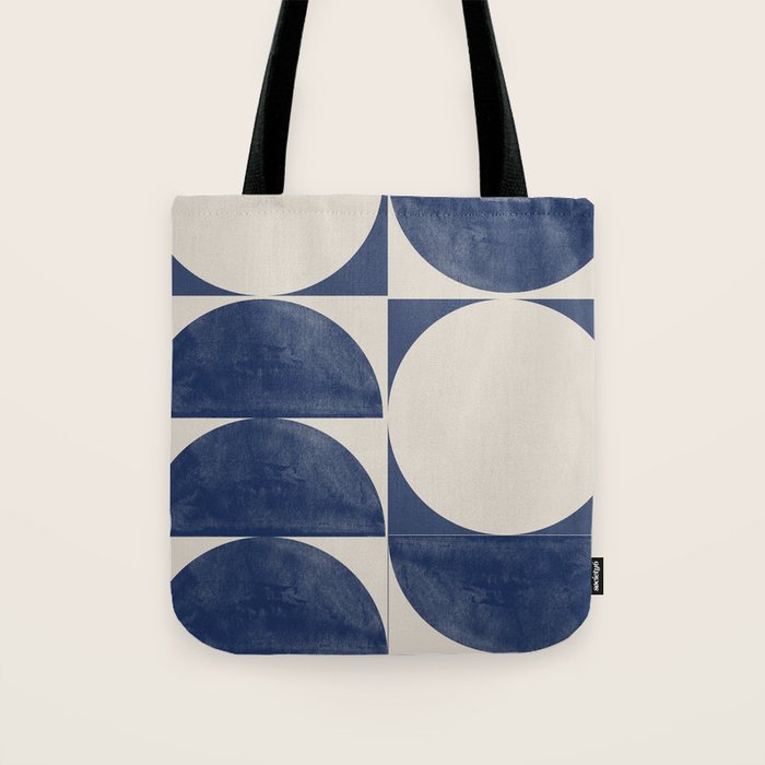 Mid Century Modern Geometric Blue Tote Bag Gallery Image 1