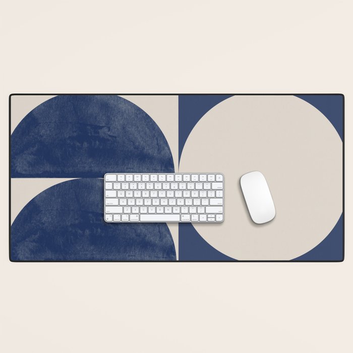 Mid Century Modern Geometric Blue Desk Mat Gallery Image 1