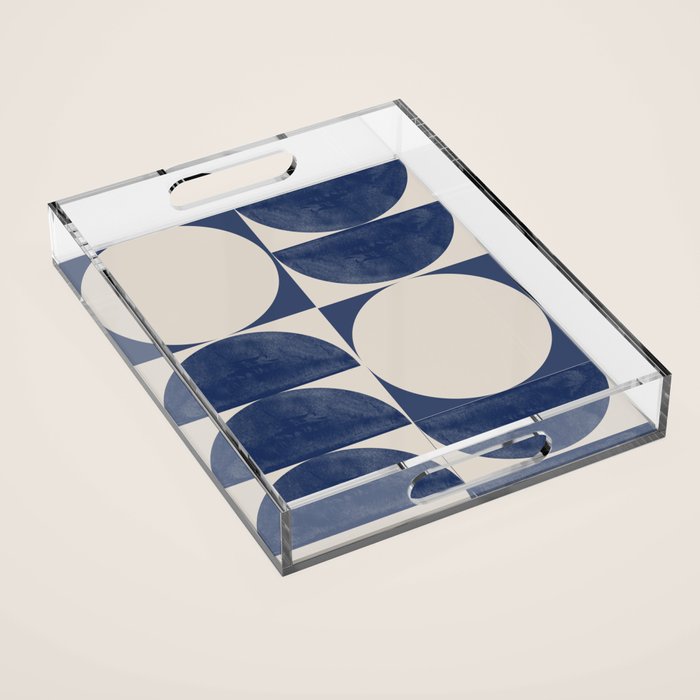 Mid Century Modern Geometric Blue Acrylic Tray Gallery Image 1