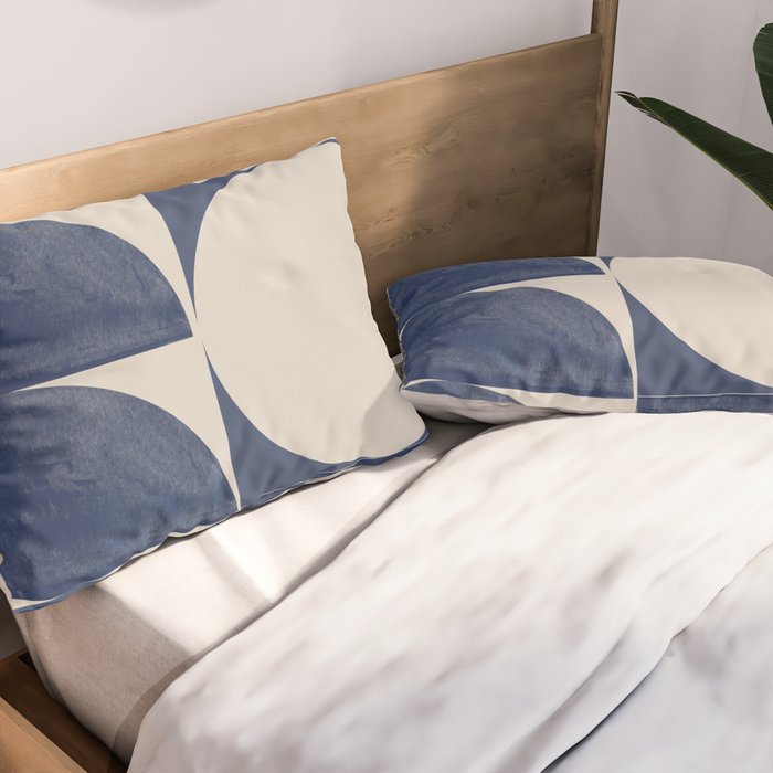 Mid Century Modern Geometric Blue Pillow Sham Gallery Image 2