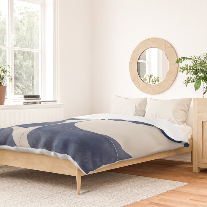 Mid Century Modern Geometric Blue Duvet Cover Gallery Image 2