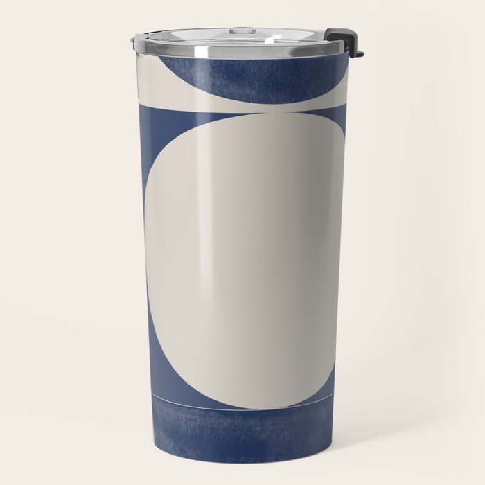 Mid Century Modern Geometric Blue Travel Mug Gallery Image 2