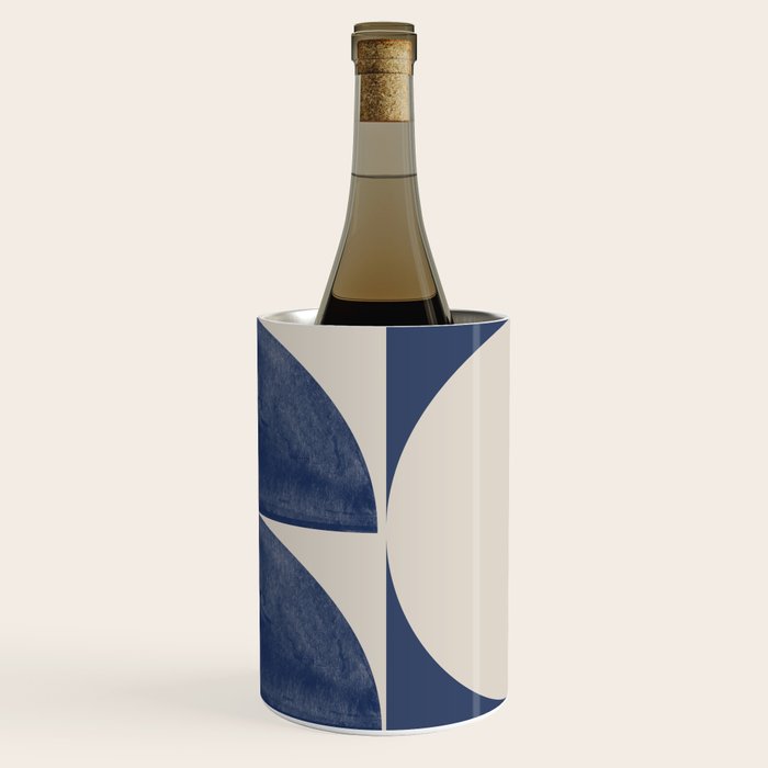 Mid Century Modern Geometric Blue Wine Chiller Gallery Image 1