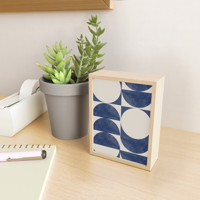 Mid Century Modern Geometric Blue Mini Art Print Gallery Image 2
