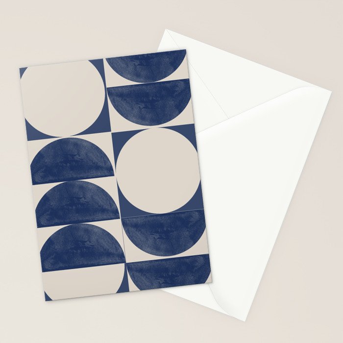 Mid Century Modern Geometric Blue Stationery Card Gallery Image 2