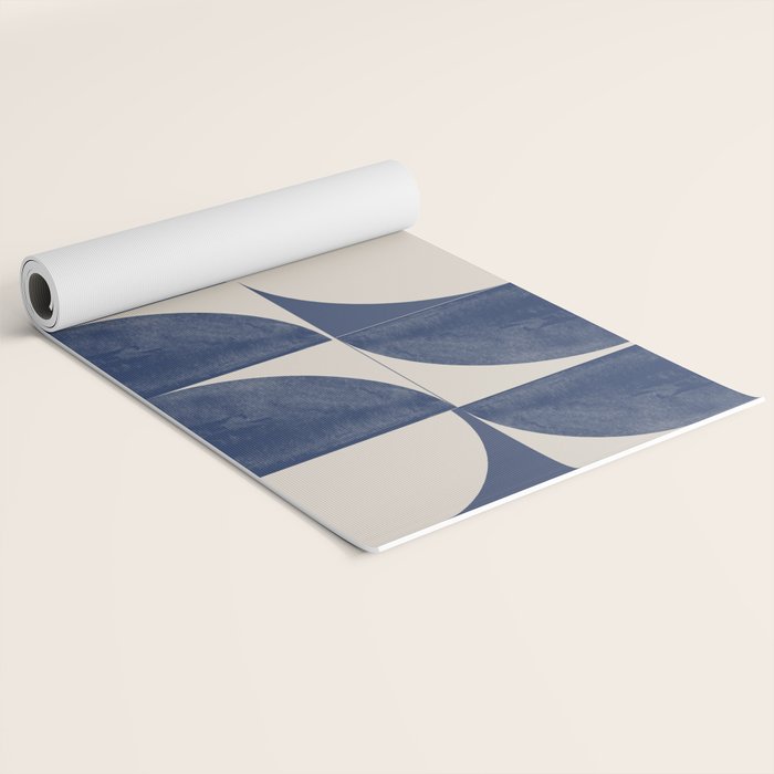 Mid Century Modern Geometric Blue Yoga Mat Gallery Image 2