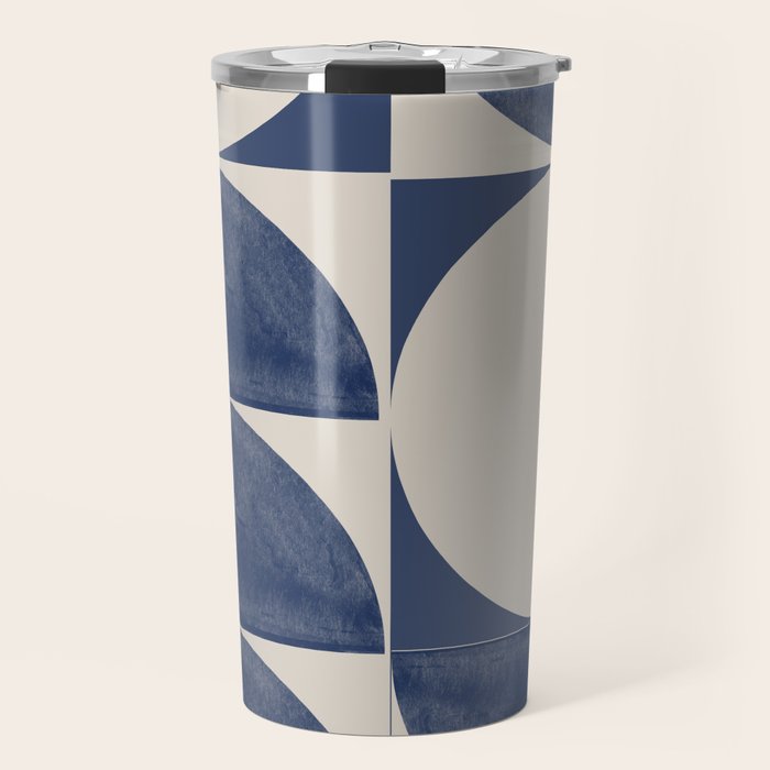 Mid Century Modern Geometric Blue Travel Mug Gallery Image 1