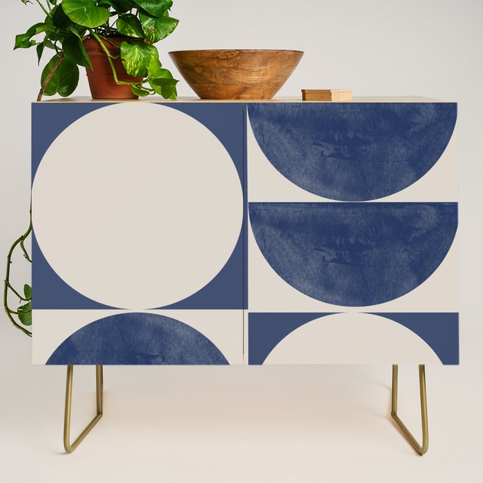 Mid Century Modern Geometric Blue Credenza Gallery Image 1