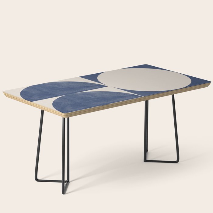 Mid Century Modern Geometric Blue Coffee Table Gallery Image 1