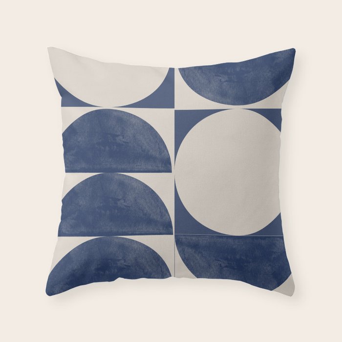 Mid Century Modern Geometric Blue Throw Pillow Gallery Image 1