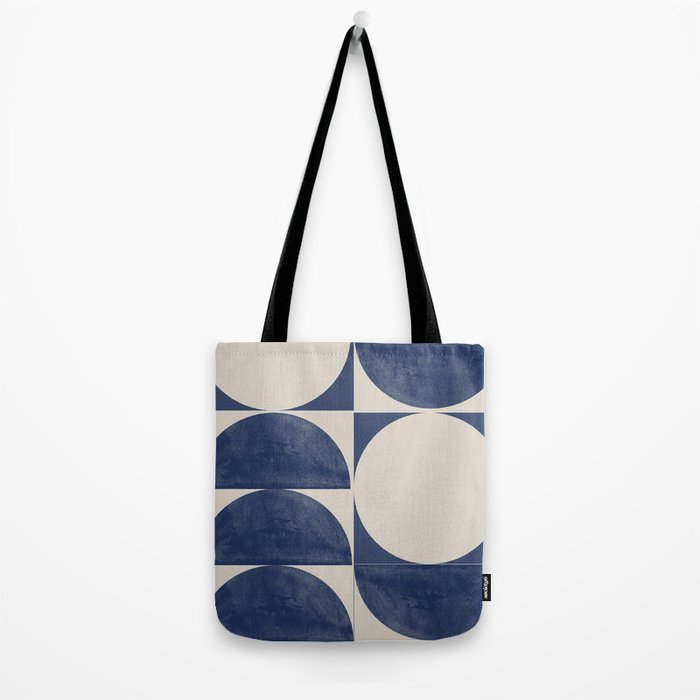 Mid Century Modern Geometric Blue Tote Bag Gallery Image 2