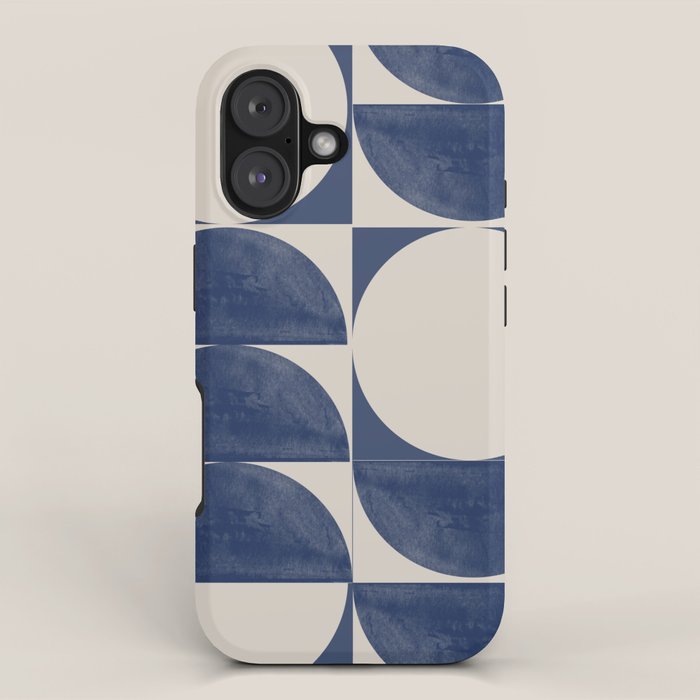 Mid Century Modern Geometric Blue iPhone Case Gallery Image 1