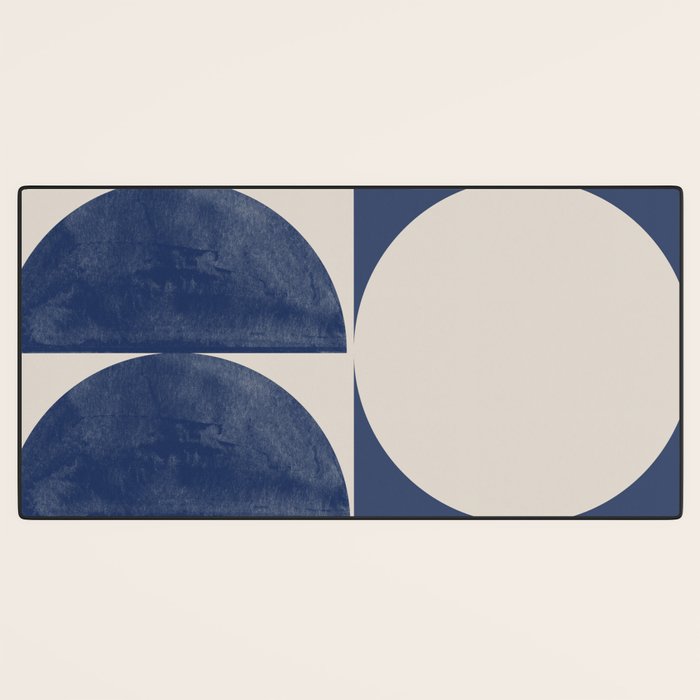 Mid Century Modern Geometric Blue Desk Mat Gallery Image 3