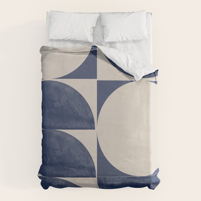 Mid Century Modern Geometric Blue Duvet Cover Gallery Image 1