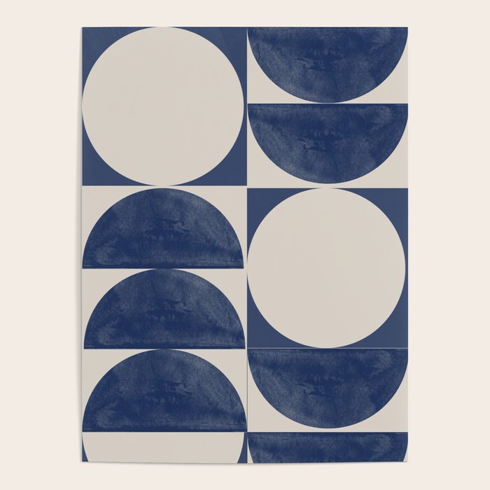 Mid Century Modern Geometric Blue Poster Gallery Image 1