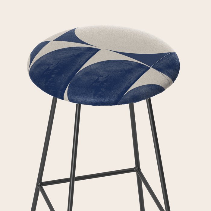 Mid Century Modern Geometric Blue Stool Gallery Image 2