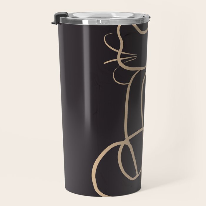 Abstract Line Art Cat Travel Mug Gallery Image 3
