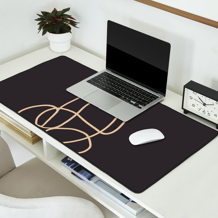 Abstract Line Art Cat Desk Mat Gallery Image 2