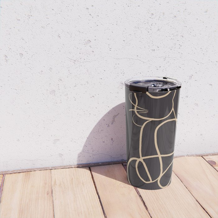 Abstract Line Art Cat Travel Mug Gallery Image 4