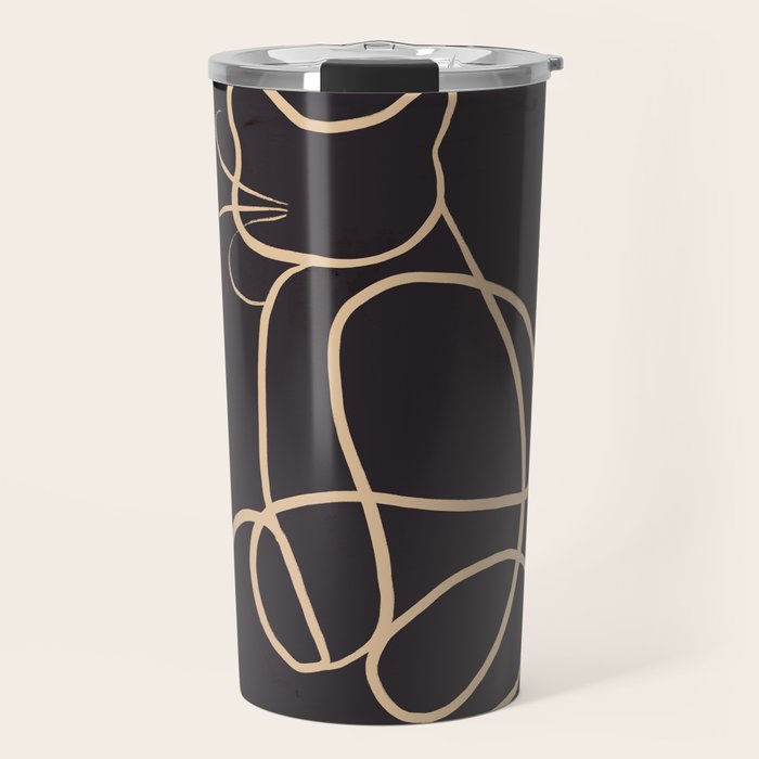 Abstract Line Art Cat Travel Mug Gallery Image 1