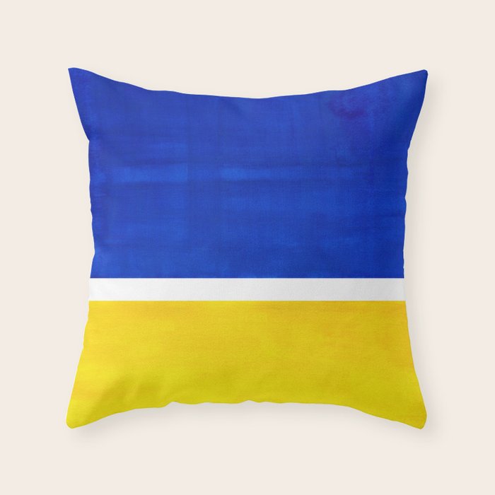 Colorful Bright Minimalist Rothko Blue Yellow Midcentury Modern Art Vintage Pop Art Throw Pillow Gallery Image 6