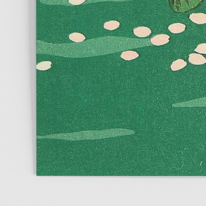 Vintage Japanese Woodblock Print Asian Art Koi Pond Fish Turquoise Green Water Cherry Blossom Poster Gallery Image 3