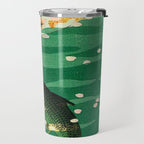 Vintage Japanese Woodblock Print Asian Art Koi Pond Fish Turquoise Green Water Cherry Blossom Travel Mug Gallery Image 2