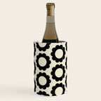 Black and Cream Happy Flowers Minimal Retro Floral Pattern Wine Chiller Gallery Image 3