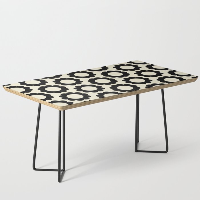 Black and Cream Happy Flowers Minimal Retro Floral Pattern Coffee Table Gallery Image 1