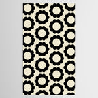Black and Cream Happy Flowers Minimal Retro Floral Pattern Tablecloth Gallery Image 2
