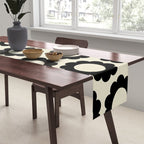 Black and Cream Happy Flowers Minimal Retro Floral Pattern Table Runner Gallery Image 2