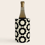 Black and Cream Happy Flowers Minimal Retro Floral Pattern Wine Chiller Gallery Image 1