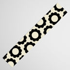 Black and Cream Happy Flowers Minimal Retro Floral Pattern Table Runner Gallery Image 3