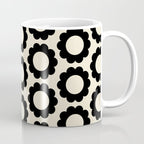Black and Cream Happy Flowers Minimal Retro Floral Pattern Coffee Mug Gallery Image 1