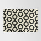 Black and Cream Happy Flowers Minimal Retro Floral Pattern Rug Gallery Image 2