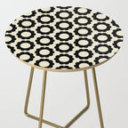 Black and Cream Happy Flowers Minimal Retro Floral Pattern Side Table Gallery Image 2