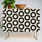 Black and Cream Happy Flowers Minimal Retro Floral Pattern Credenza Gallery Image 1