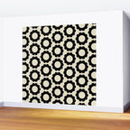 Black and Cream Happy Flowers Minimal Retro Floral Pattern Wall Mural Gallery Image 2