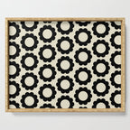 Black and Cream Happy Flowers Minimal Retro Floral Pattern Serving Tray Gallery Image 1