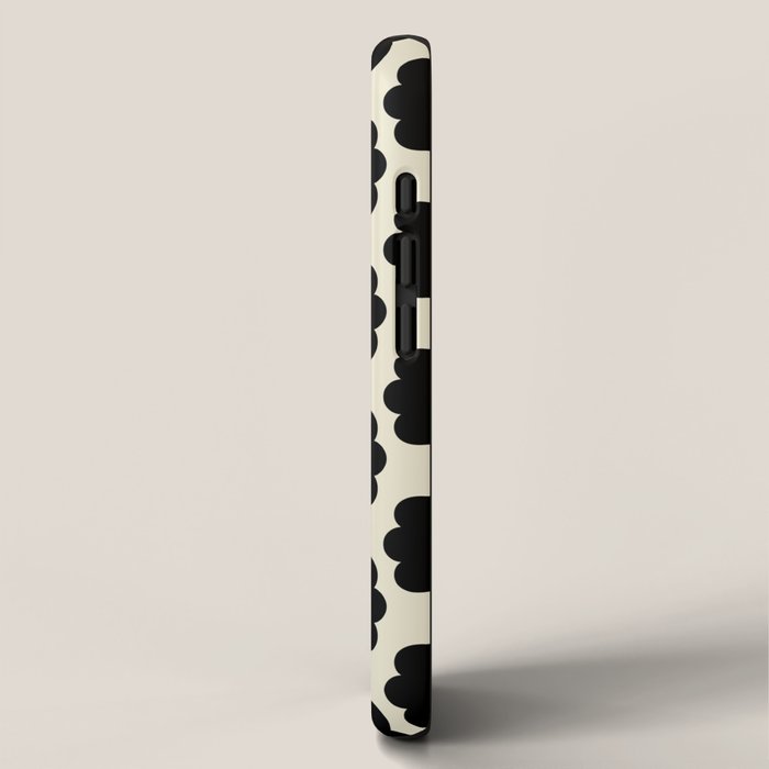 Black and Cream Happy Flowers Minimal Retro Floral Pattern iPhone Case Gallery Image 2